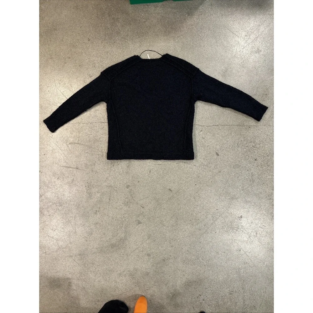 Free People Sweater Women Blk Size S(P) V-Neck Alpaca Blend Oversize Long Sleeve